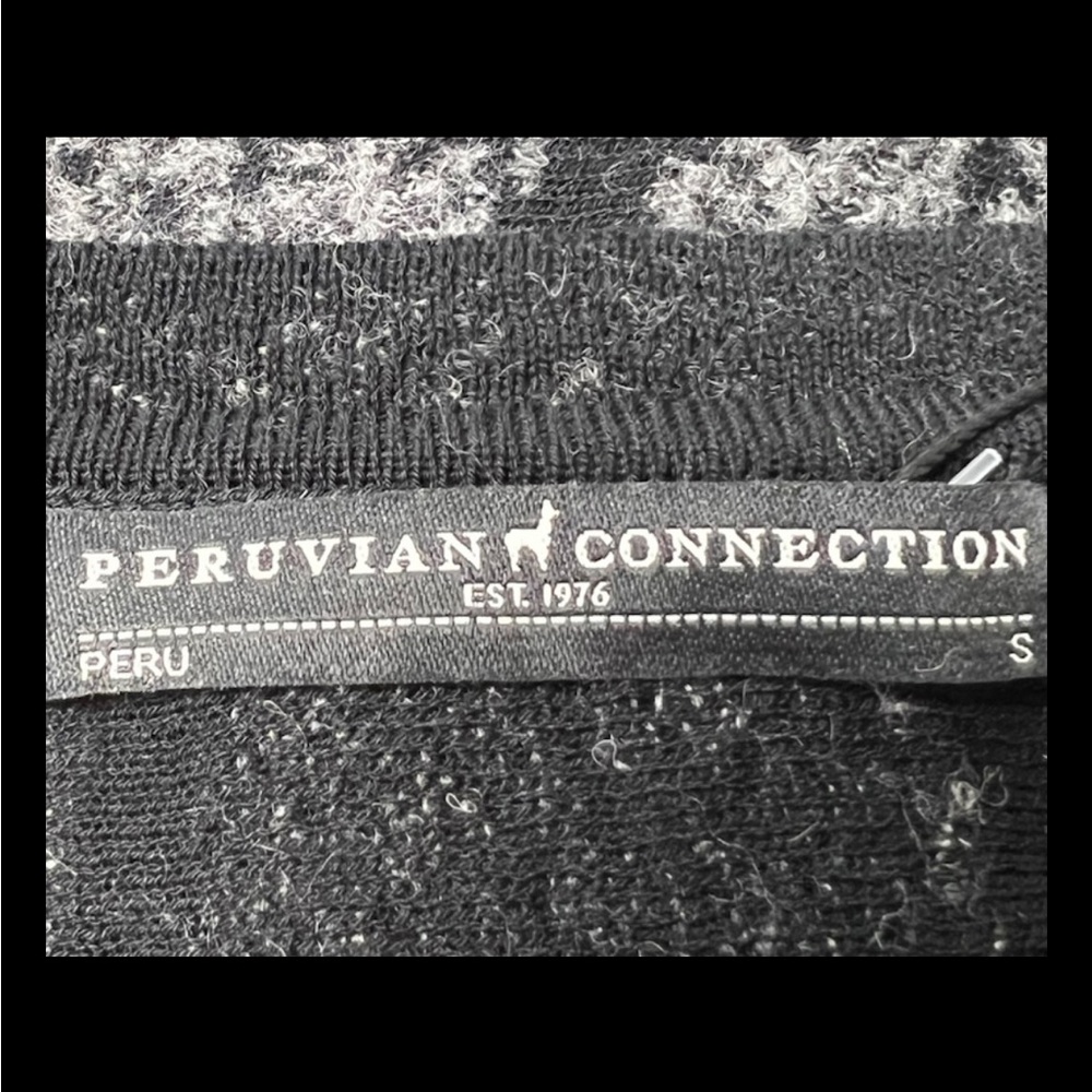 PERUVIAN CONNECTION Bodleian Dress Sweater Alpaca Wool Gray Black Midi - Picture 9 of 12